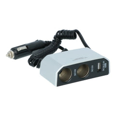Carpoint enchufe doble 2x12V 1xUSB-A 2,4A 