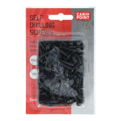 Tornillos autorroscantes Carpoint negros, Ø 4 mm, 25 mm, 100 unidades. 
