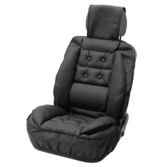 Cojín de asiento Carpoint con soporte lumbar, acabado cuero, negro 