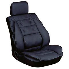Cojín de asiento Carpoint con soporte lumbar, acabado cuero, negro 