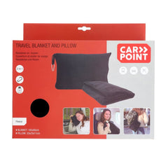 Manta y almohada de viaje Carpoint, negra, 2 en 1 