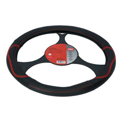 Funda para volante Carpoint de piel PU, negra con detalles rojos, 37-39 cm 
