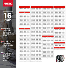 Montaje de cadenas para nieve 16 mm KB-250