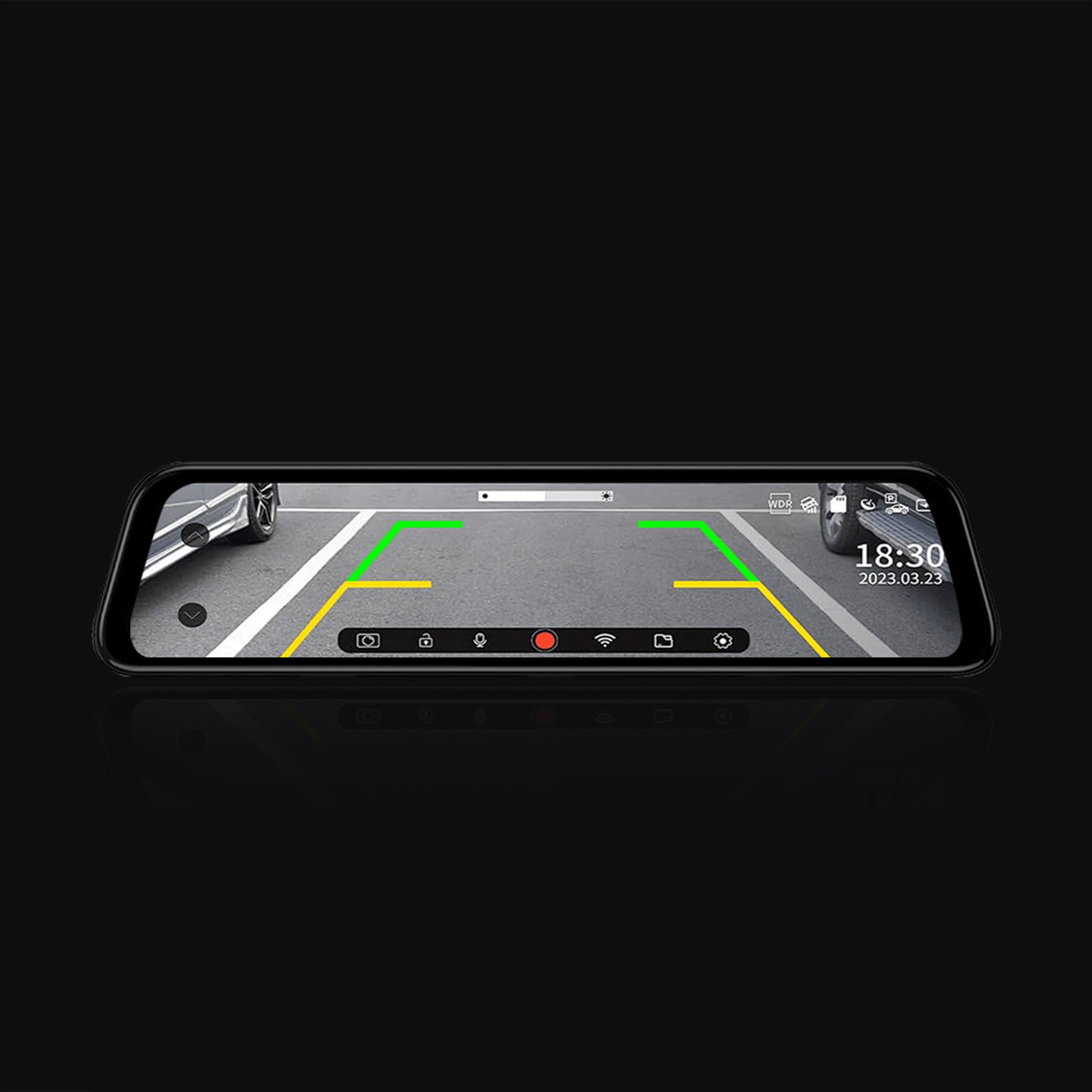 Bakspejl Dashcam med For- og Bakkamera – 10” IPS Touchskærm, Full HD 1080P med backup visuelt display