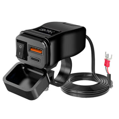 <h2>Cargador USB-C y USB QC3.0 para moto con interruptor</h2> 