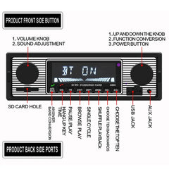 Autorradio 1 DIN con Bluetooth, USB y diseño retro – reproductor MP3 