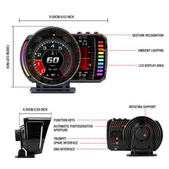 Pantalla Head-Up Display (HUD) de 3.5" para coche – velocímetro digital con OBD2 