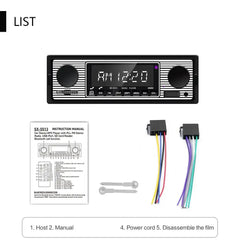 Autorradio 1 DIN con Bluetooth, USB y diseño retro – reproductor MP3 