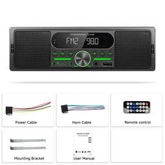 1 DIN autorradio con altavoz integrado, Bluetooth, FM/AM y reproductor MP3 